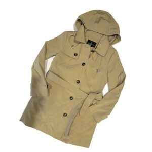 London‎ Fog Trench rain dress Coat w removable hood British Khaki size 2XL XXL